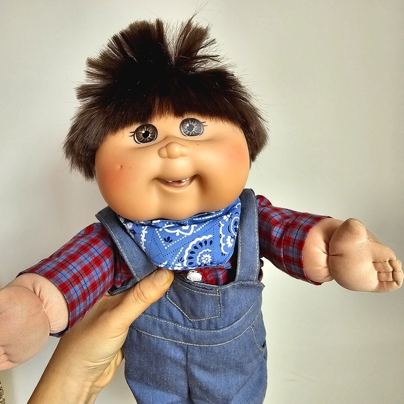 Signed Xavier Roberts Cabbage Patch Doll Missing Front Teeth Boy 18" Brown Hair - Picture 12 of 16